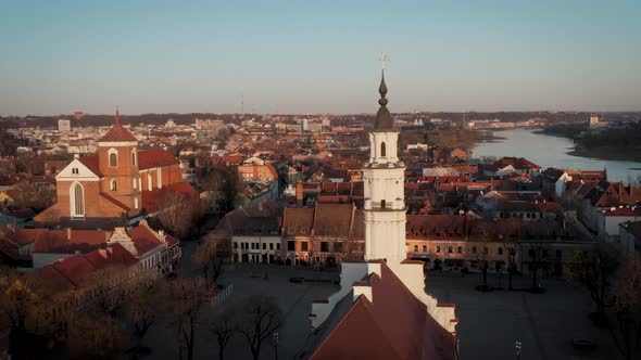 Aerial View Of Kaunas City Old Town