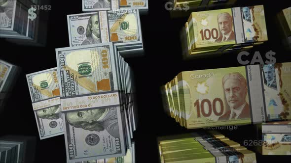 US Dollar and Canada Dollar money exchange loop alt