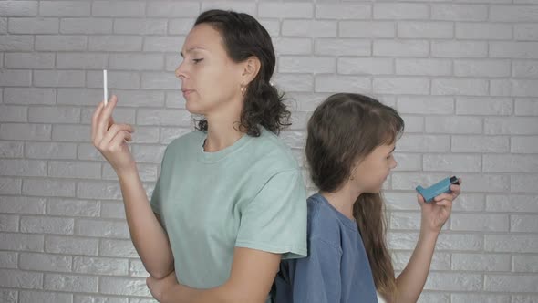 Smoking Mother. Woman Smokes with a Child., Stock Footage | VideoHive