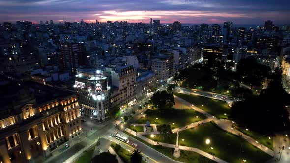 Buenos Aires Argentina. Sunset cityscape landscape of tourism landmark. alt
