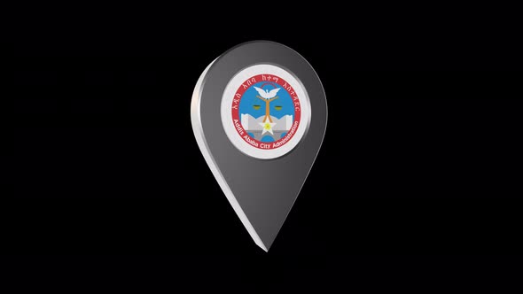 3d Animation Map Navigation Pointer With Flag of Addis Ababa (Ethiopia) With Alpha Channel - 4K alt