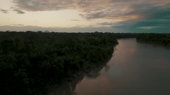 Aerial View of Amazon Rainforest in Brazil. Aerial shot of Amazon river and dense forest. alt