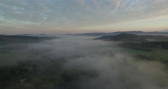 Aerail Over Lake In Fog 6