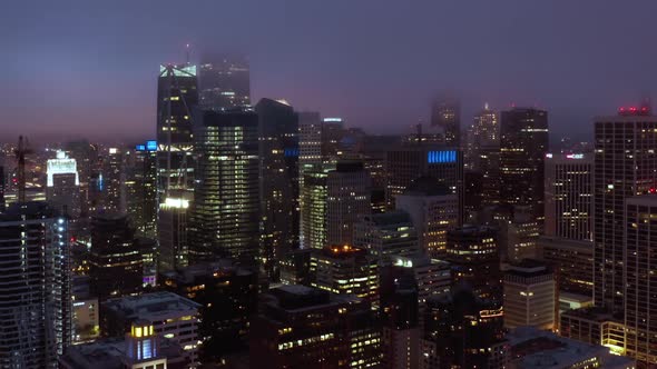 Technology City, USA. Cinematic Aerial of Beautiful San Francisco City at Night alt