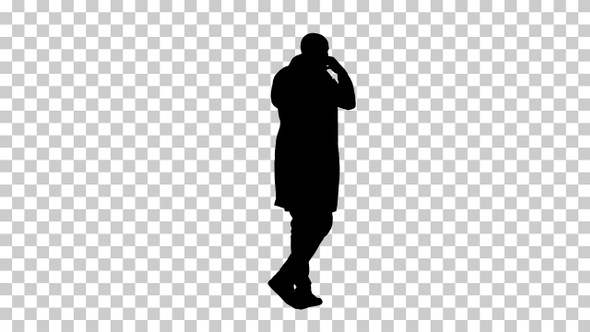 Silhouette Walking doctor putting robe on, Alpha Channel alt