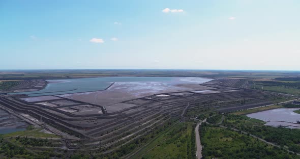 Tailing Dump in Industrial City Aerial Panorama View