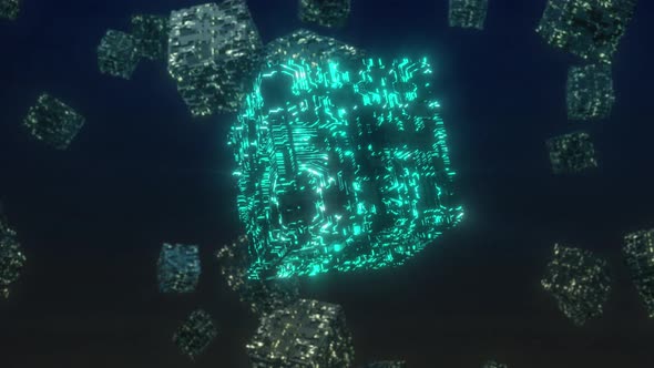 Abstract 3D animation of cubes alt