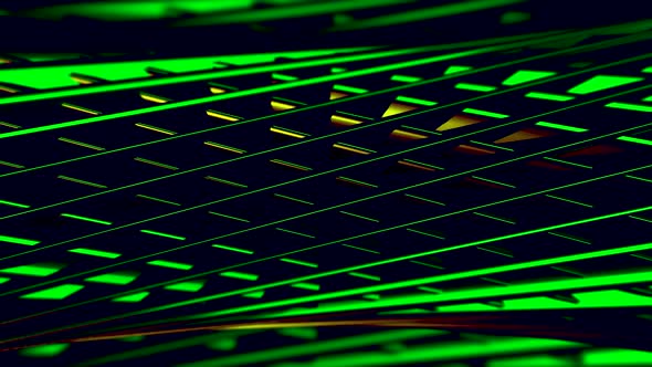 Abstract swirling metal tube covered by crossed lines and holes alt