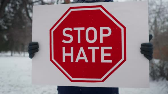 White Protester Activist Stands Against Minority Discrimination Social Issue alt