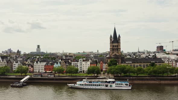 Drone Video Urban Landscape of the Old Town of Cologne Germany alt
