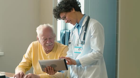 Doctor and patient are glad to see results of treatment