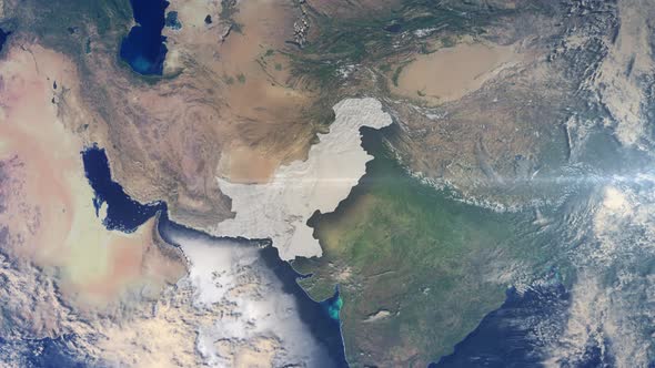 Realistic Earth Zoom Highlight Country Pakistan alt