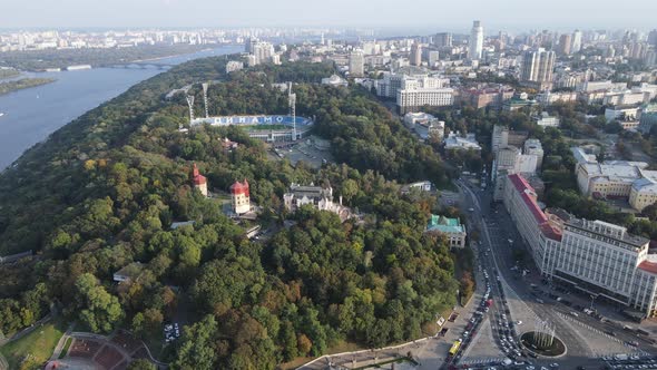 Cityscape of Kyiv, Ukraine. Aerial View, Slow Motion alt