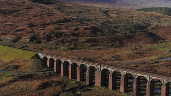 Aerial View of the Old Viaduct in Fleet Western Scotland alt