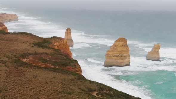 Famous Twelve Apostles at Sunrise Great Ocean Road in Victoria Australia alt