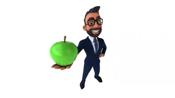 Fun 3D cartoon animation of an indian businessman alt