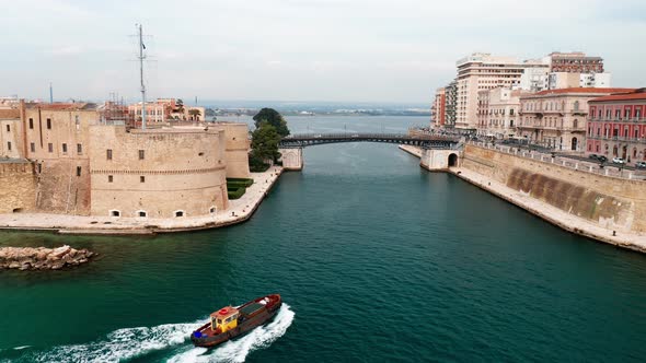 Aerial view of Aragonese castle in Taranto