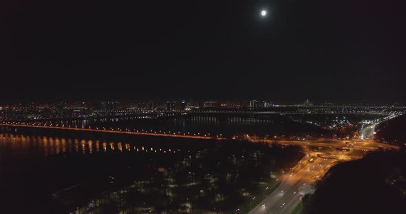City Traffic on the Bridge at the Night alt