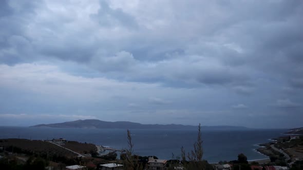 Orange sunset timelapse video, Greece Aegean sea