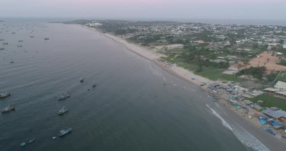 Top view, aerial view fishing harbor market from a drone