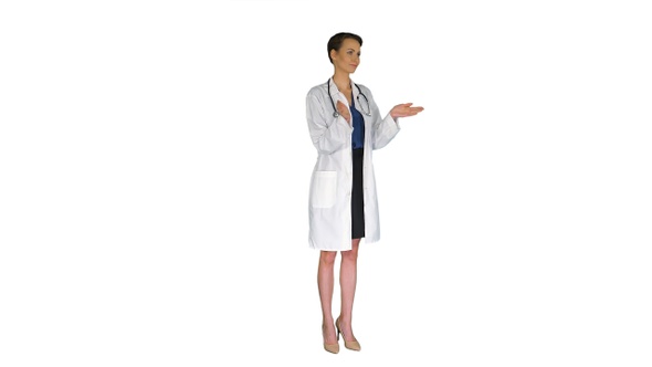 Doctor Woman Wearing Medical Coat Over Isolated Clapping alt