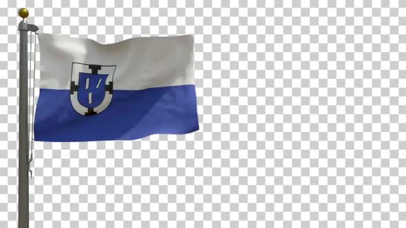 Bottrop City Flag (Germany) on Flagpole with Alpha Channel - 4K alt