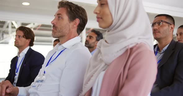 Close up of the audience at a business conference alt