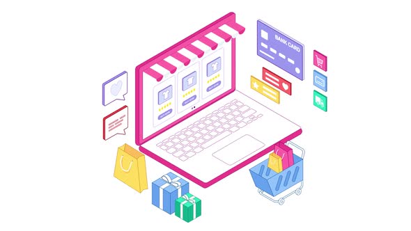 Isometric Online Shopping Scene On Alpha alt