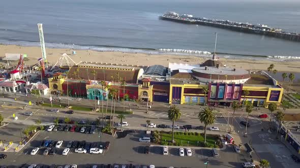 The Santa Cruz Wharf is the longest timber pile pier on the United States coast. Spectacular aerial alt