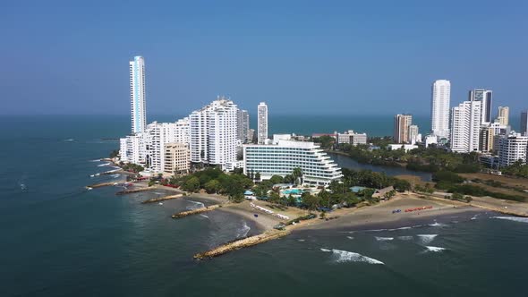 Beautiful Panorama of The Bocagrande District Cartagena Colombia Aerial View