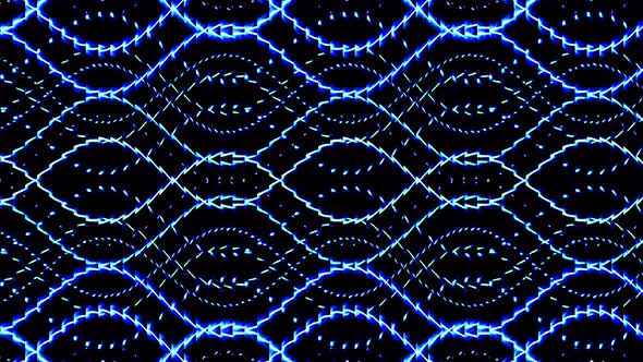 shining bright lines set blue wave motion, colorful, on black background alt