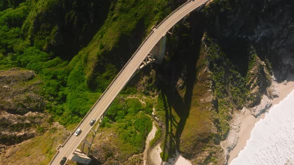 Soaring Over Long Stretch of Ocean View Highway in Middle of Green Canyon USA alt