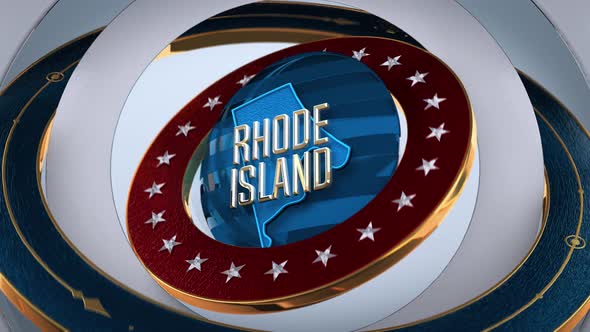 Rhode Island United States of America State Map with Flag 4K
