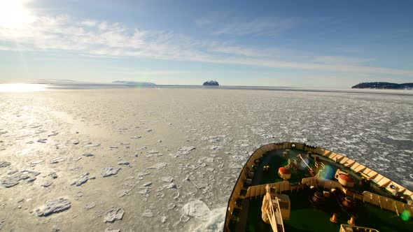 Icebreaker in Ice in Antarctica 