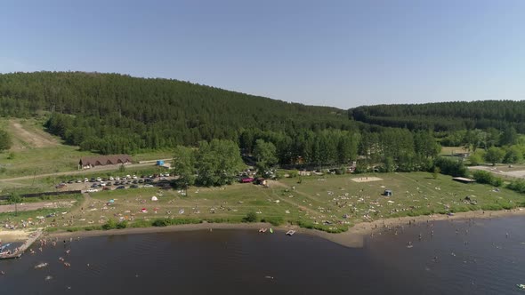 Aerial view of city beach on the outskirts of a small provincial town 12 alt