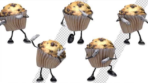 Cupcake-Muffin Cartoon Character Dance (5-Pack)