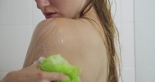 Woman Showering Soap Suds alt