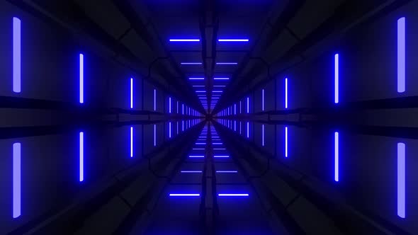 4k Geometric Blue Neon Tunnel