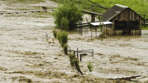 Flooding, River Overflowing, Ecological Disaster, Global Warming Problem alt