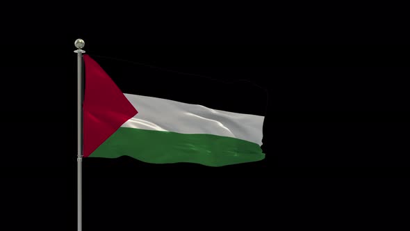 Palestine Looping Of The Waving Flag Pole With Alpha