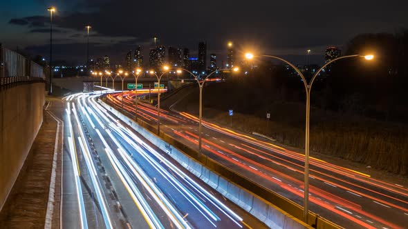 Toronto City Skyline with Speeding Traffic