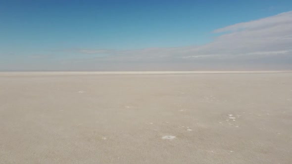 Flying over a pink salt lake, the largest dry lake in Turkey and one of the largest salt lakes the w alt