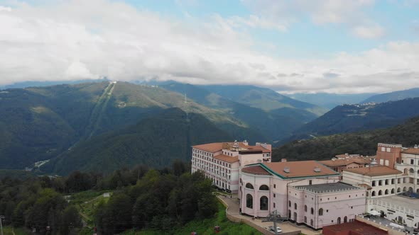 Panoramic Hotel in the Mountains View From the Drone
