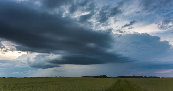 Time Lapse of Tornado Warned Supercell Storm Rolling Through the Fields in Lithuania Giant Rotating alt