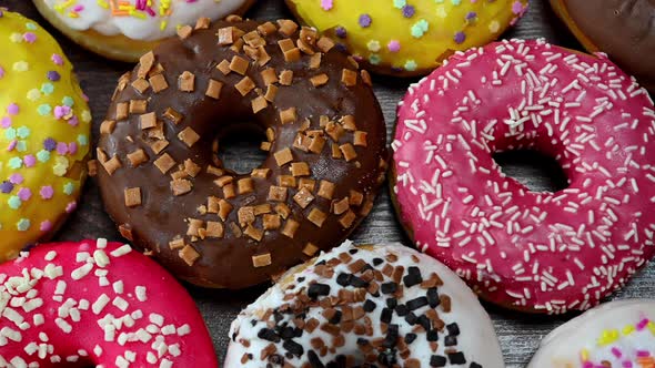 Colorful Donuts Close Up