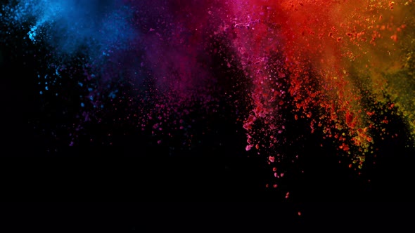 Super Slow Motion Shot of Color Powder Explosion Isolated on Black Background at 1000Fps alt
