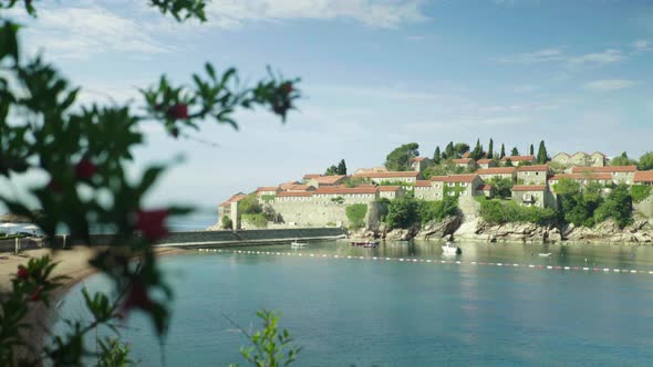 Sveti Stefan Is a Tourist Town By the Sea. Montenegro. Day alt