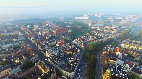 Aerial View of Krakow, Poland, Central Europe at Morning.