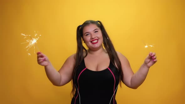 Happy Celebration Joyful Plus Size Woman Body alt