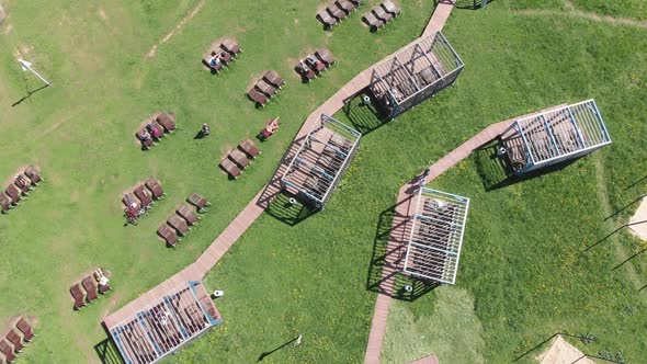 Rest Zone in Severnoye Tushino Park in Moscow, Russia.